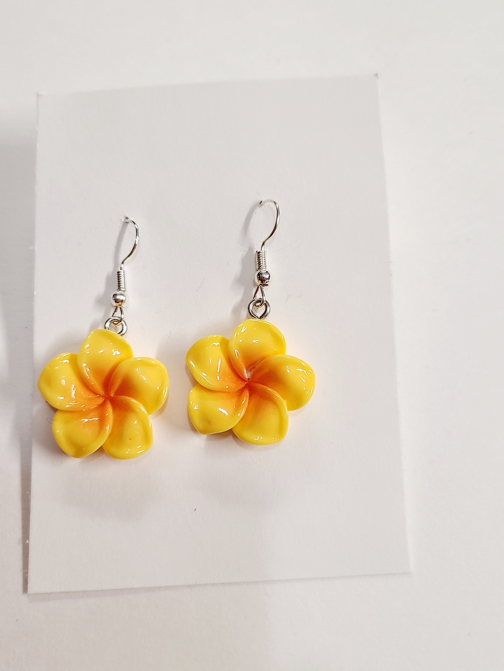 Yellow Plumeria Flower Drop Earrings - Women Jewelry